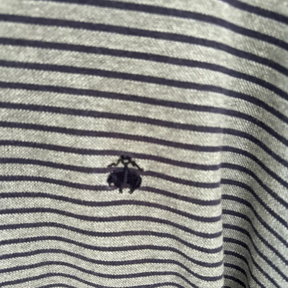 Brooks Brothers Men’s Golden Fleece Gray/Blue Striped Polo‎ Large